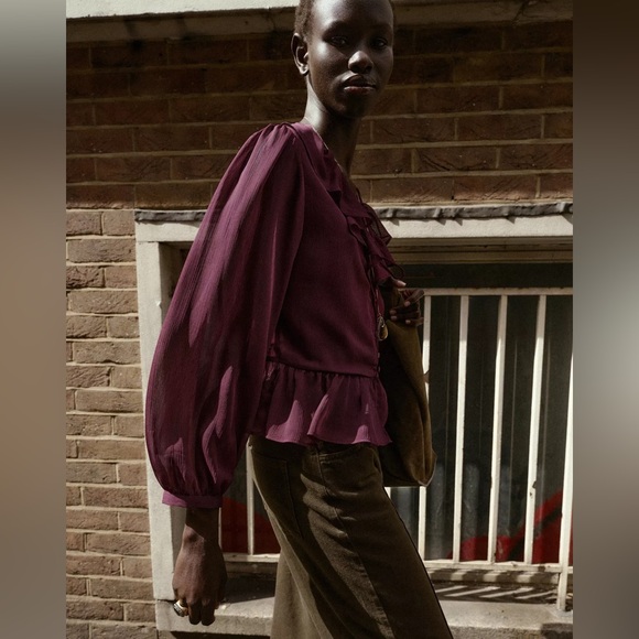 ZARA RUFFLED BLOUSE - Picture 5 of 10